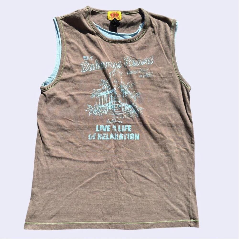 Buffalo David Bitton Brown Y2K Bahamas Resort Tank Top Medium